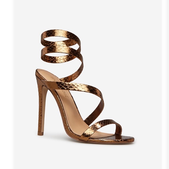 Back in stock Bronze wrap around strap heeled sandal also available in orange - Picture 3 of 13